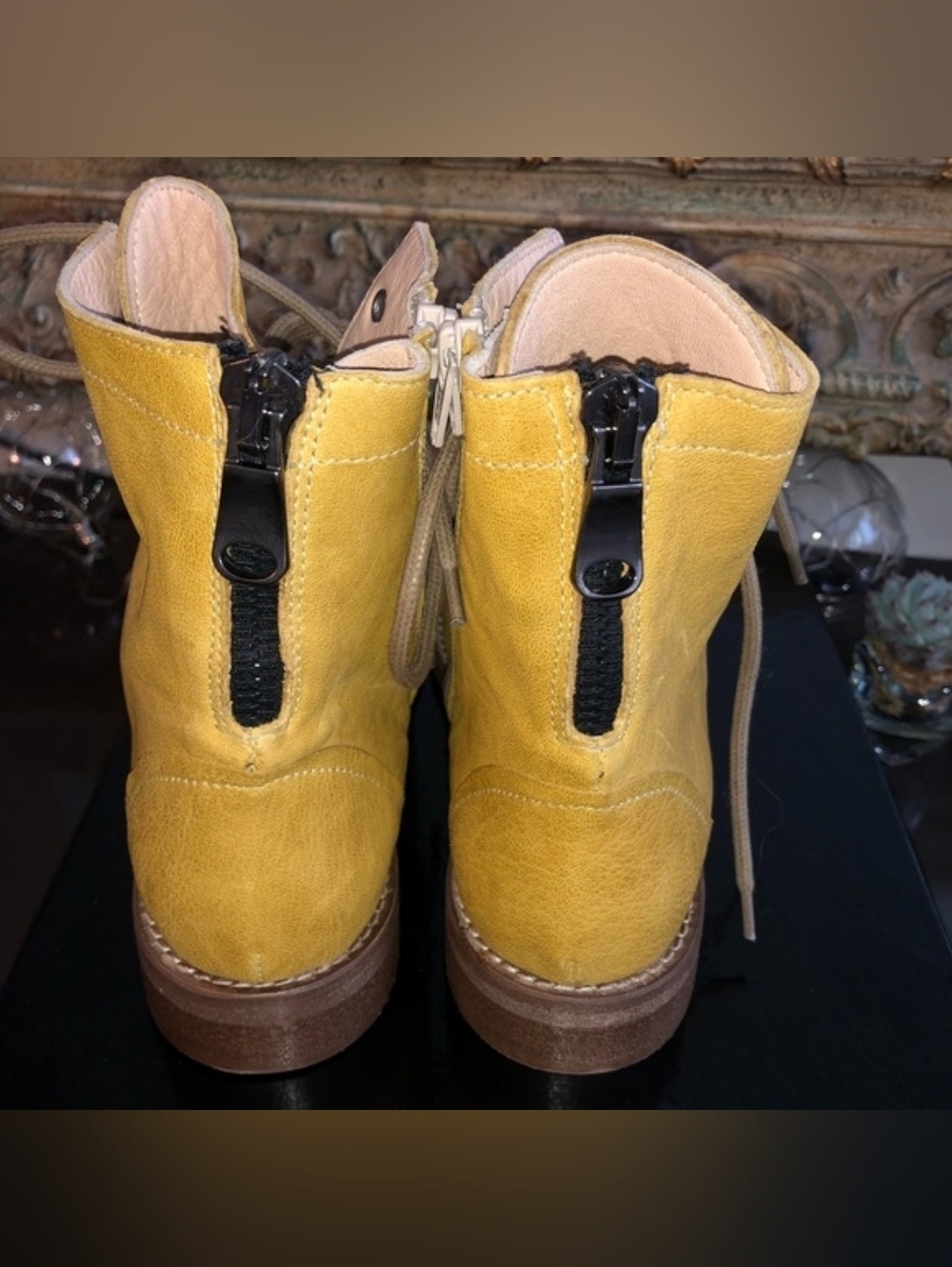 Free People Portland Campus Lace Up Booties Banana Tan - Picture 10 of 11